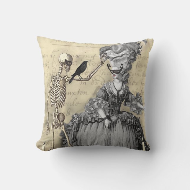 Gothic chic Masquerade Ball with candelabra Throw Pillow (Front)