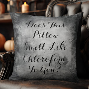 Gothic Chloroform Funny Halloween Throw Pillow