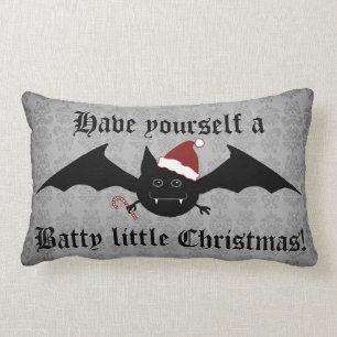 Gothic Christmas bat decor Lumbar Pillow