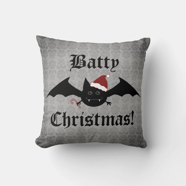 Gothic Christmas bat decorative Throw Pillow (Front)