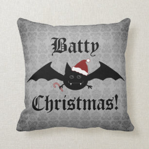 Gothic Christmas bat decorative Throw Pillow