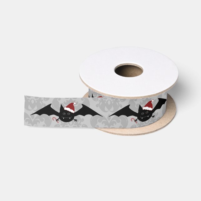 Gothic Christmas bats festive pattern Satin Ribbon (Spool)