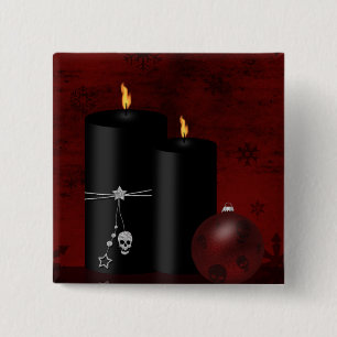 Gothic Christmas Candles Ornament 2 Inch Square Button