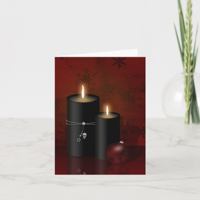 Gothic Christmas Candles Ornament Holiday Card (Front)