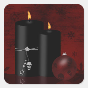 Gothic Christmas Candles Ornament Square Sticker