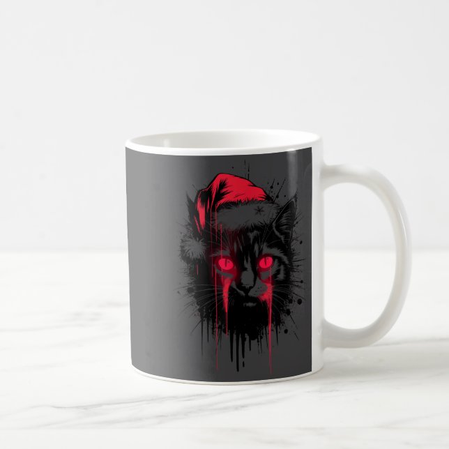 Gothic Christmas Nge Horror Cat Santa Hat Witchy X Coffee Mug (Right)