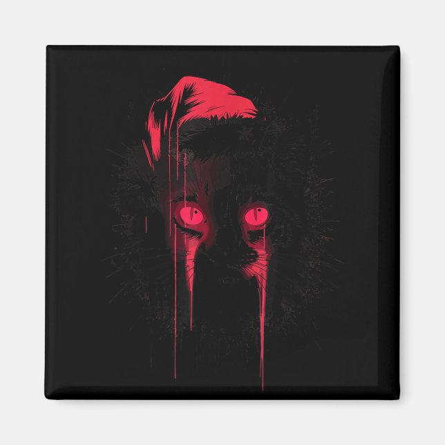 Gothic Christmas Nge Horror Cat Santa Hat Witchy X Magnet (Front)