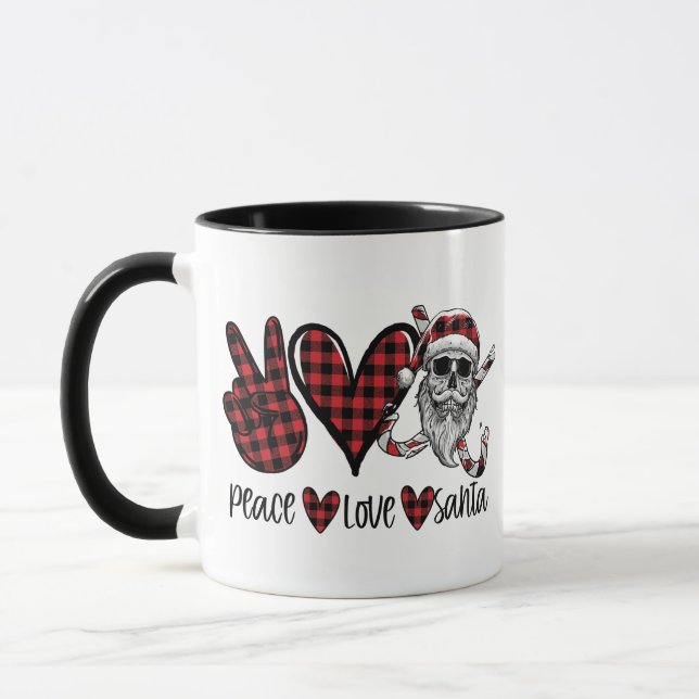 Gothic Christmas | Peace Love and Santa Skull Mug (Left)
