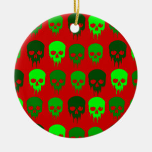 gothic christmas skull skeleton ceramic ornament