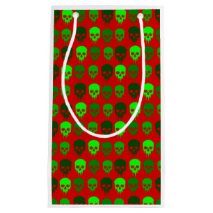 gothic christmas skull skeleton small gift bag