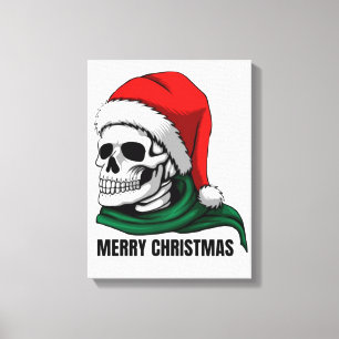 Gothic Christmas Skull with Santa Hat – Alternativ Canvas Print