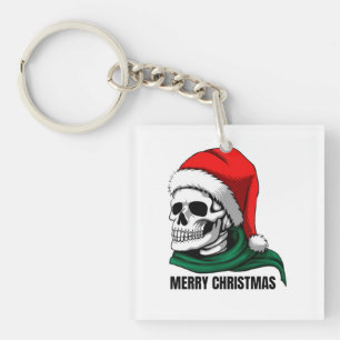 Gothic Christmas Skull with Santa Hat – Alternativ Keychain