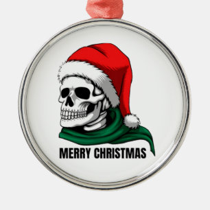 Gothic Christmas Skull with Santa Hat – Alternativ Metal Ornament