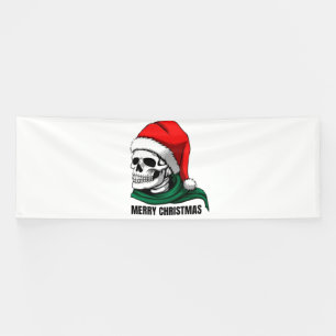 Gothic Christmas Skull with Santa Hat Banner