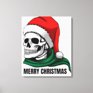Gothic Christmas Skull with Santa Hat Canvas Print