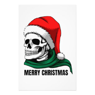 Gothic Christmas Skull with Santa Hat Photo Print