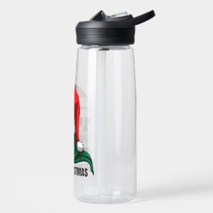 Gothic Christmas Skull with Santa Hat Water Bottle