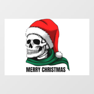 Gothic Christmas Skull with Santa Hat Window Cling