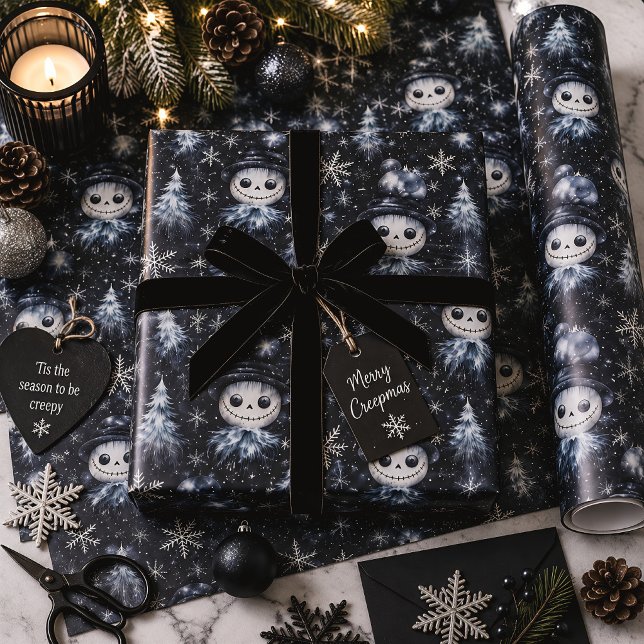 Gothic Christmas Spooky Snowman Wrapping Paper (Creator Uploaded)