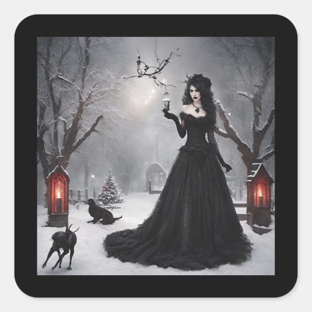 Gothic Christmas Square Sticker (Front)