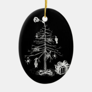 Gothic Christmas Tree Ceramic Ornament