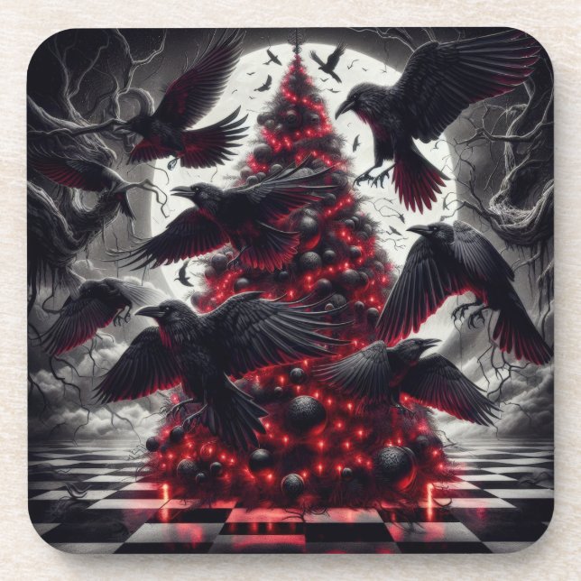 Gothic Christmas Tree | Dark Holiday Decor  Coaster (Front)