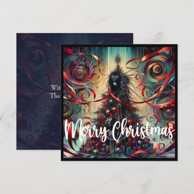 Gothic Christmas Tree Girl Holiday Card (Front/Back)