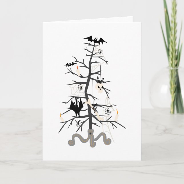 Gothic Christmas Tree  Holiday Card (Front)