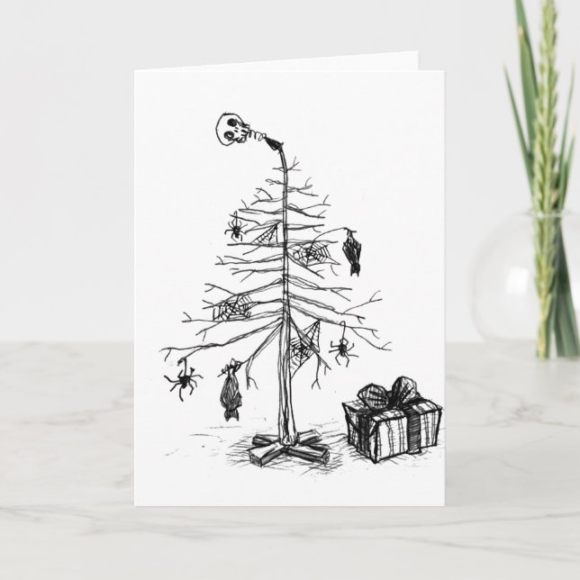 Gothic Christmas Tree Holiday Card (Front)