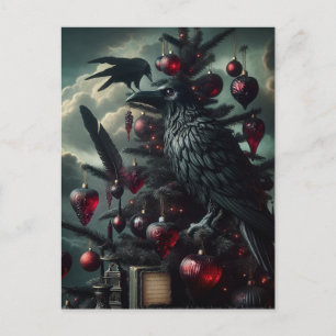 Gothic Christmas Tree With Ravens Postcard