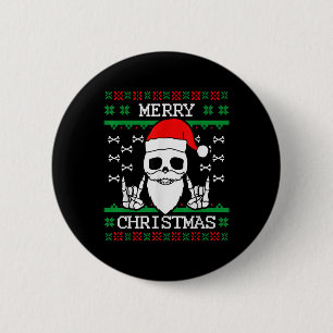 Gothic Christmas Ugly Skull Rock Christmas Gift 2 Inch Round Button