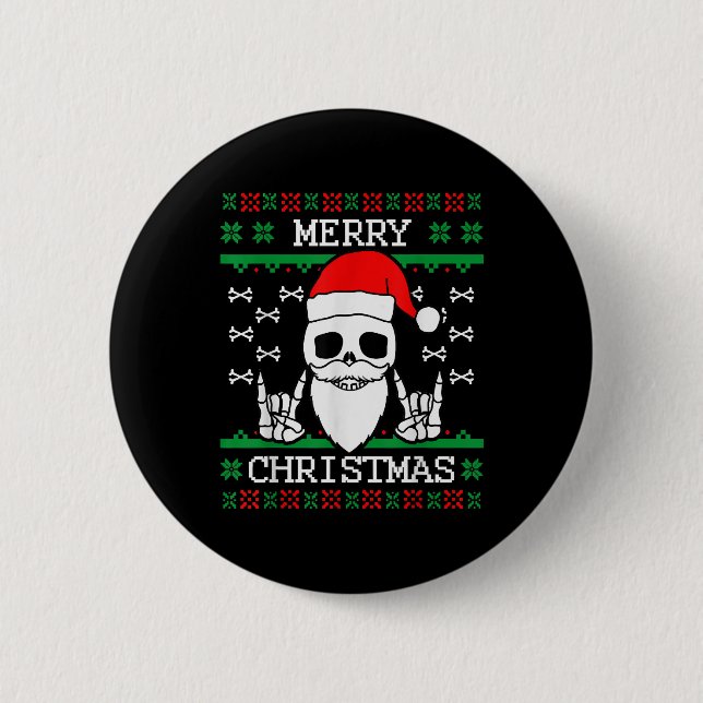 Gothic Christmas Ugly Skull Rock Christmas Gift 2 Inch Round Button (Front)
