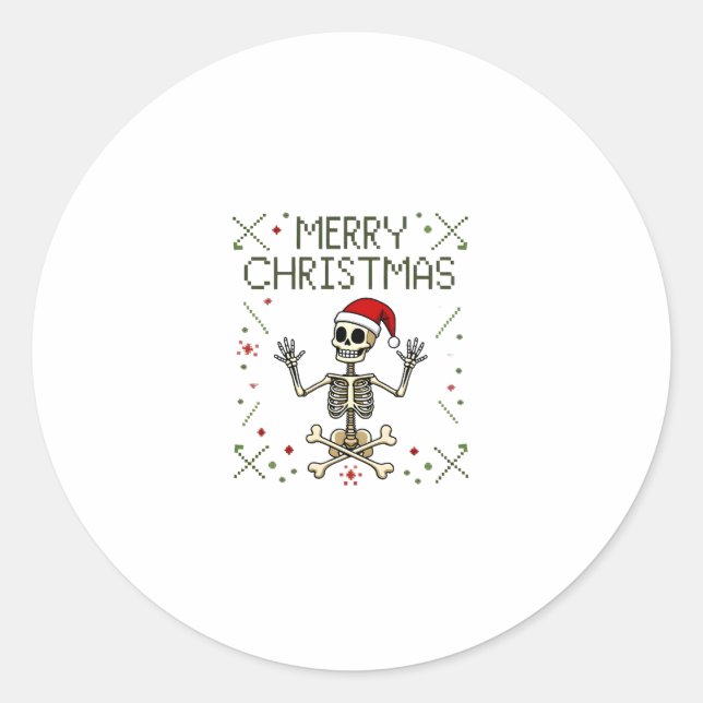 Gothic Christmas Ugly Skull Rock Christmas T-Shirt Classic Round Sticker (Front)