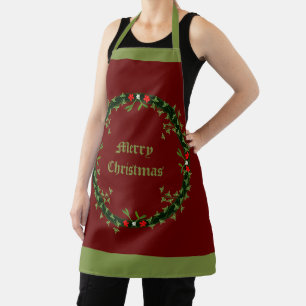 Gothic Christmas Wreath Custom Apron