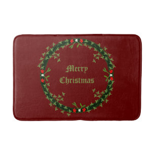 Gothic Christmas Wreath Custom Bath Mat
