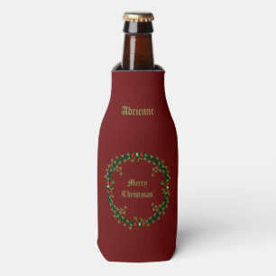 Gothic Christmas Wreath Custom Bottle Cooler