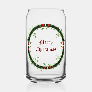 Gothic Christmas Wreath Custom Can Glass