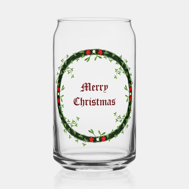 Gothic Christmas Wreath Custom Can Glass (Front)