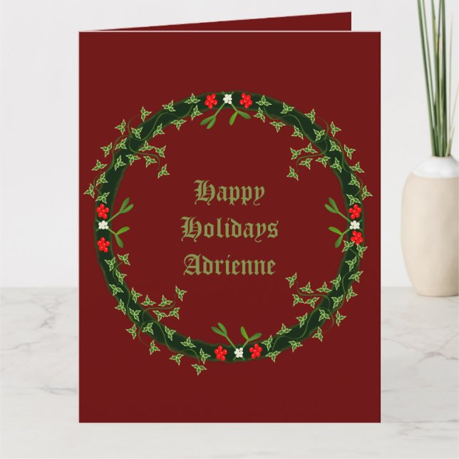 Gothic Christmas Wreath Custom Card (Front)