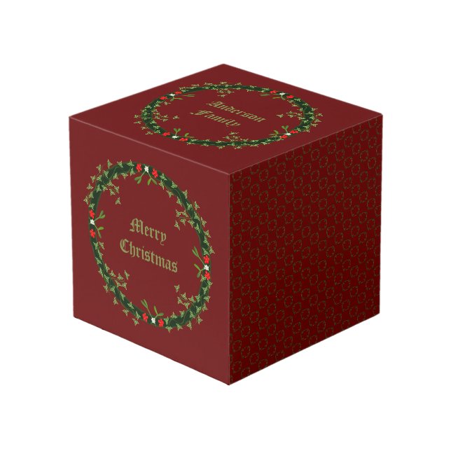 Gothic Christmas Wreath Custom Cube (Front Angled)