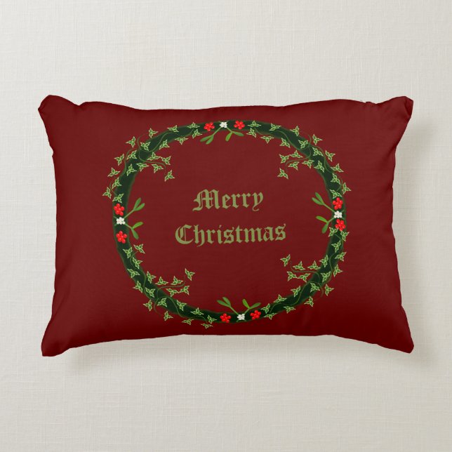Gothic Christmas Wreath Custom Double Sided Accent Pillow (Front)