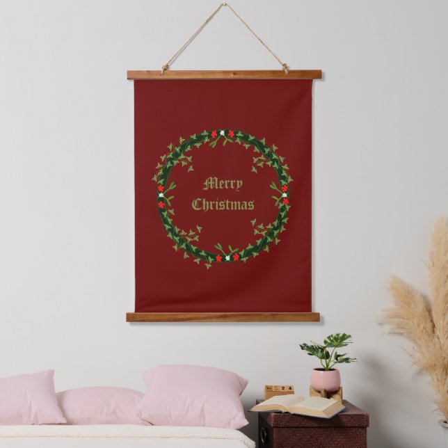 Gothic Christmas Wreath Custom Hanging Tapestry (Bedroom)