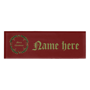 Gothic Christmas Wreath Custom Name Tag