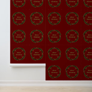 Gothic Christmas Wreath Custom Patterned Wallpaper