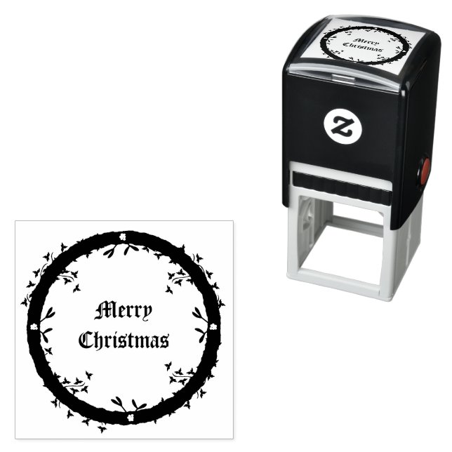 Gothic Christmas Wreath Custom Self-inking Stamp (In Situ)