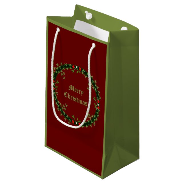 Gothic Christmas Wreath Custom Small Gift Bag (Front Angled)
