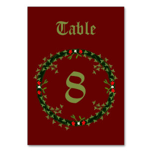 Gothic Christmas Wreath Custom Table Number