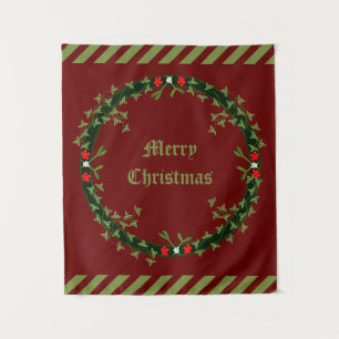 Gothic Christmas Wreath Custom Tapestry