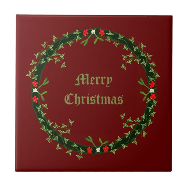 Gothic Christmas Wreath Custom Tile (Front)