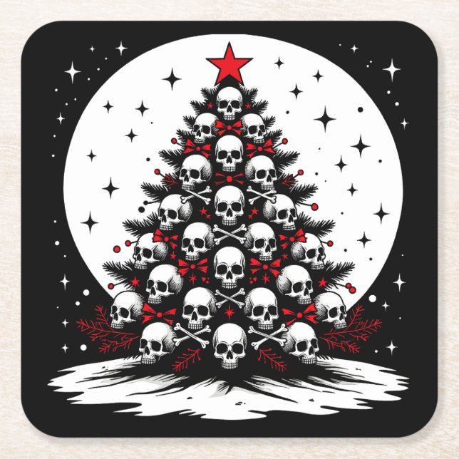 Gothic Chrsitmas Tree I Square Paper Coaster (Front)